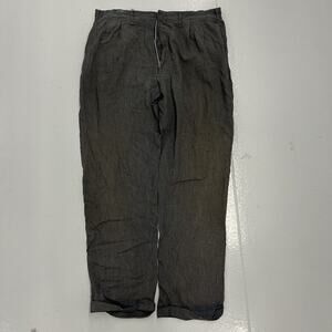 Vintage 50s Black/Navy Rayon Pleated Wide Leg Trousers 36x31